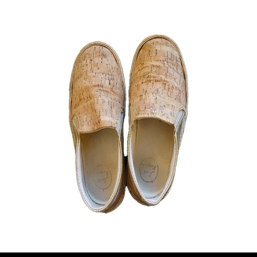 Jack Rogers Tan Kids Slip-On Shoes Sz 9.5M Corch Gokd & Brown